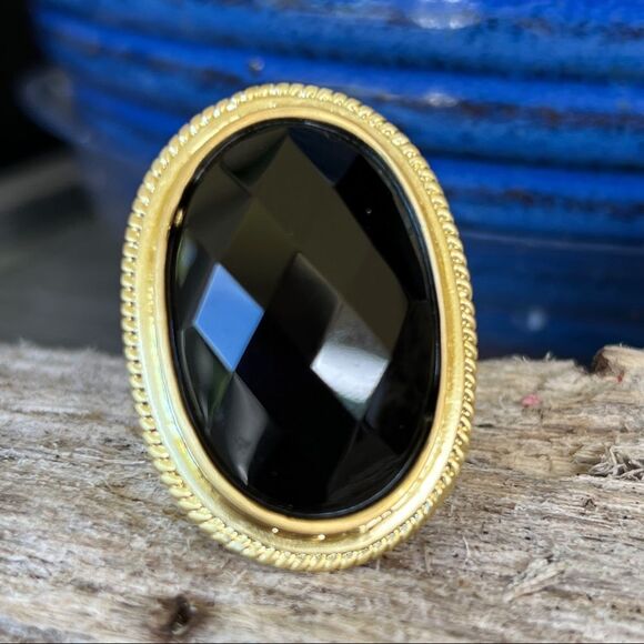 Onyx Black 18K Faceted Sheila Fajl GLOW Masterpiece Statement Cocktail Ring - Picture 4 of 14
